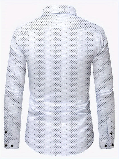 Armand – Camisa de hombre slim fit con mangas largas y microdibujo