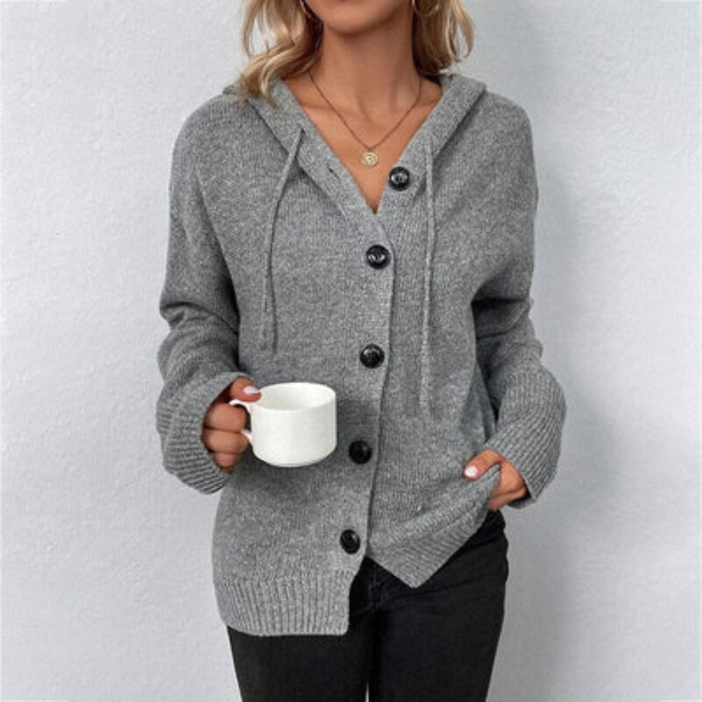 ANNELINE - Chaqueta de punto cómoda y casual para mujeres