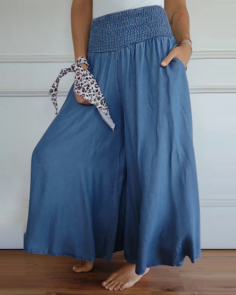 Pantalón fluido de talle alto con cintura elástica – MIRA