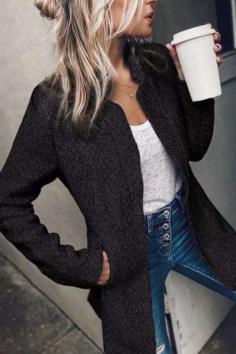 Blazer ligera de punto con diseño abierto para mujer – BELLÉRA