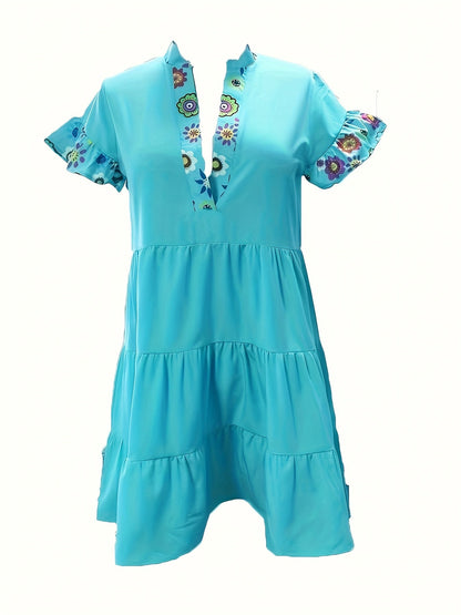 Zirela – Vestido mini bohemio con mangas con volantes para mujer