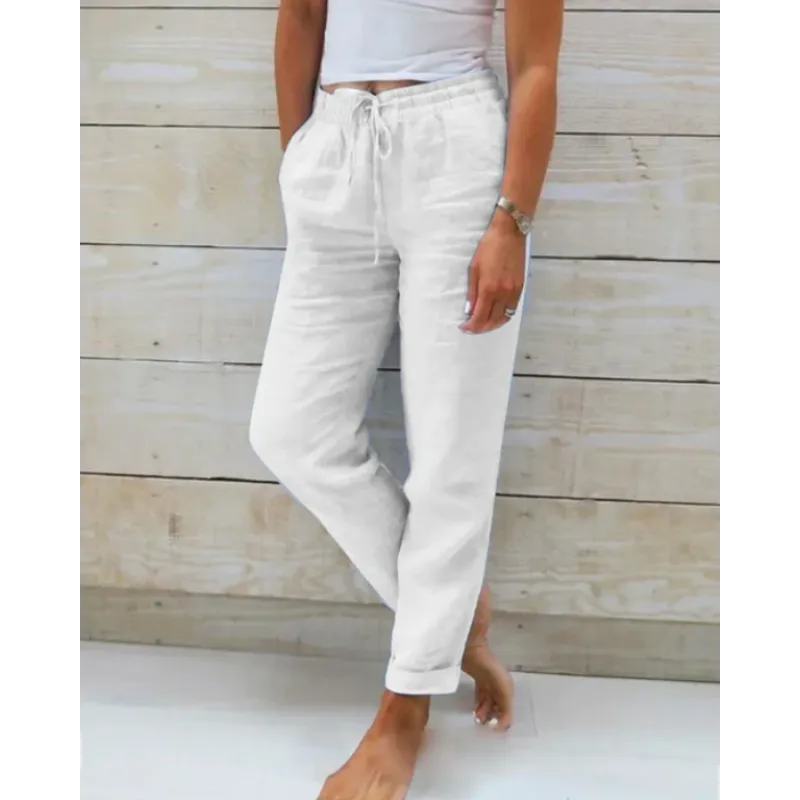 Aurea – Pantalones de mujer con corte relajado y cordón ajustable