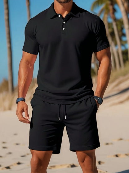 EADRIC – Conjunto de verano para hombre con polo y pantalón corto a juego