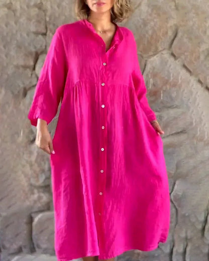 Vestido camisero de mujer con corte holgado y cierre de botones – MARIELE