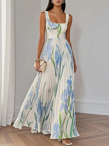 Almara – Vestido bohemio floral fluido en corte A para mujer
