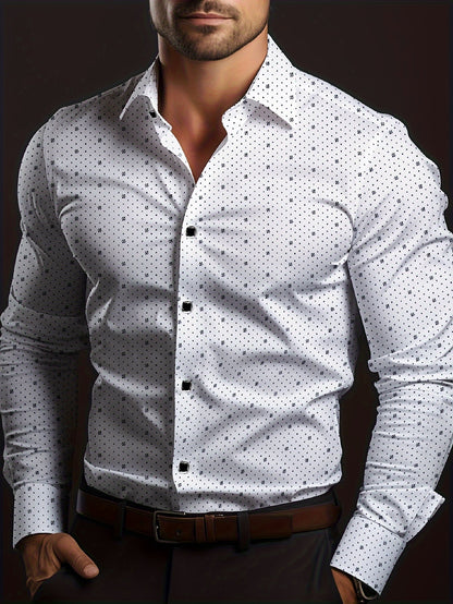 Armand – Camisa de hombre slim fit con mangas largas y microdibujo