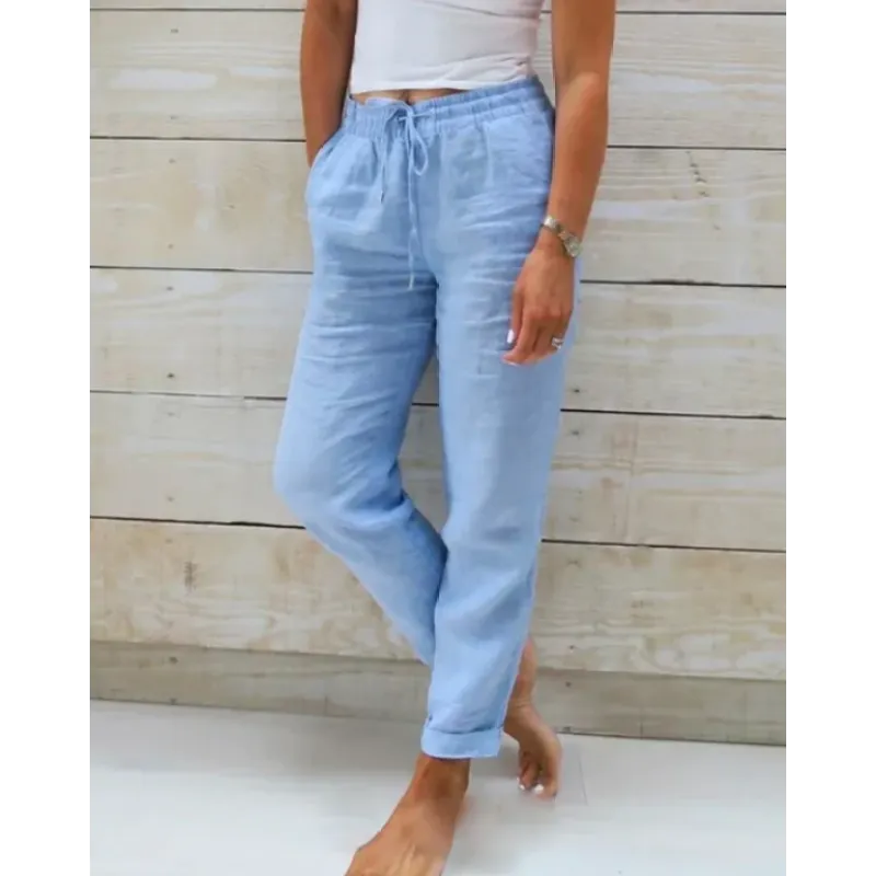Aurea – Pantalones de mujer con corte relajado y cordón ajustable
