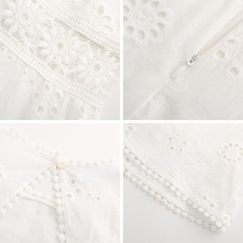 Luna – Vestido corto bohemio estilo Ibiza en color blanco para mujer