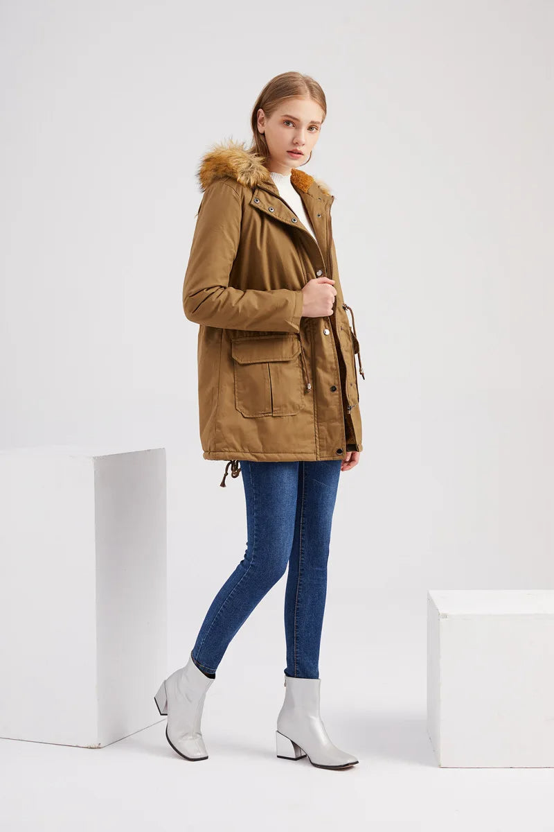 FIENE – Parka de invierno con capucha para mujer