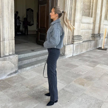Chaqueta corta de mezcla de lana con diseño moderno – KIPPÉA