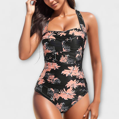 Marina – Bañador para mujer con cuello halter y pliegues favorecedores