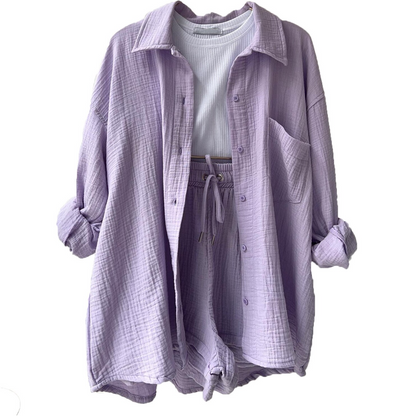 Conjunto de verano en algodón: camisa y shorts – CAROLINE