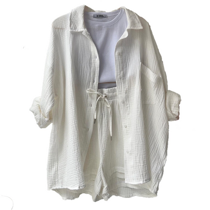 Conjunto de verano en algodón: camisa y shorts – CAROLINE
