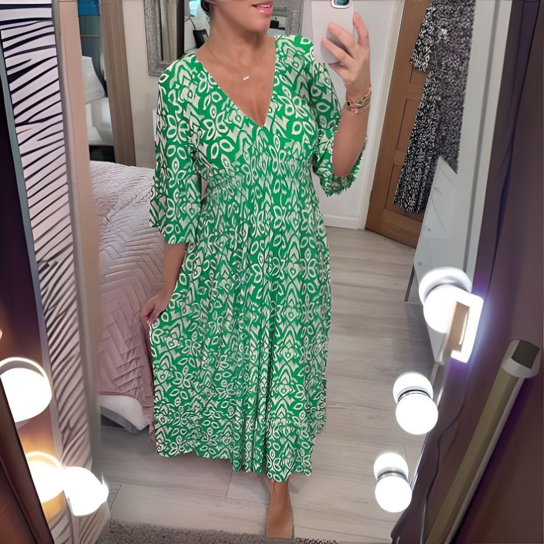 Kalindra – Vestido bohemio suelto estampado casual para mujer