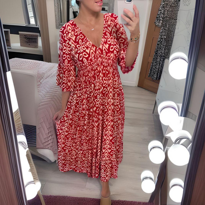 Kalindra – Vestido bohemio suelto estampado casual para mujer