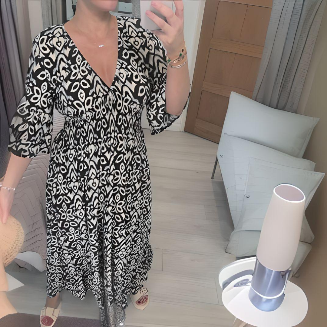 Kalindra – Vestido bohemio suelto estampado casual para mujer