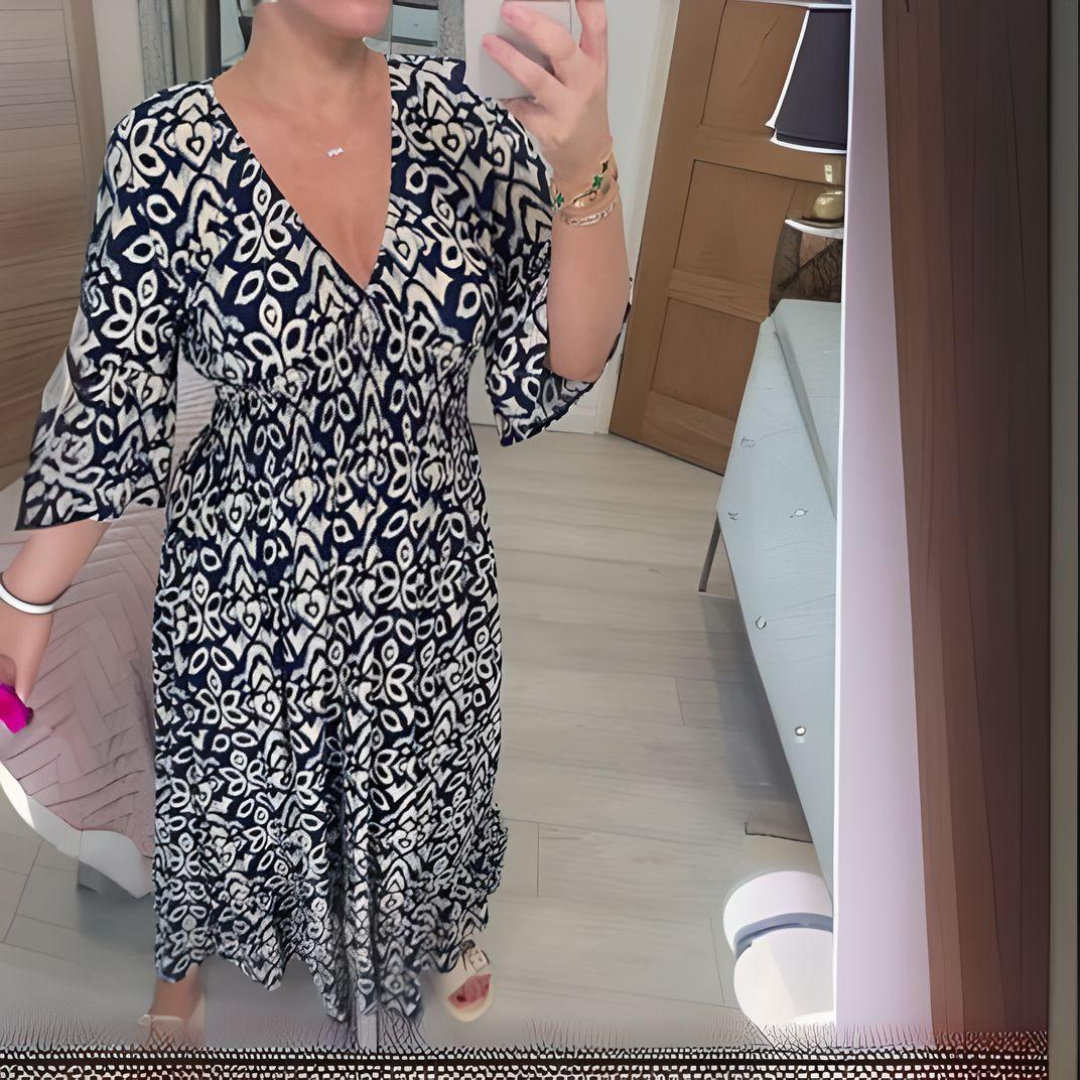 Kalindra – Vestido bohemio suelto estampado casual para mujer