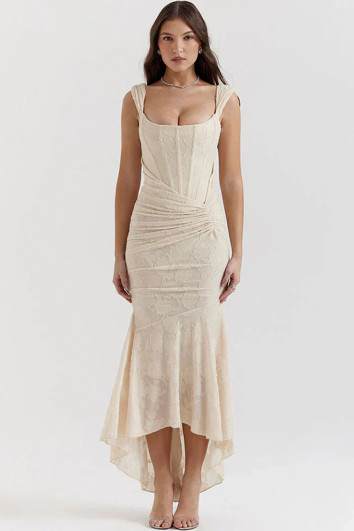 ARIELLE – Vestido sirena de encaje elegante con opciones sin tirantes y hombros descubiertos