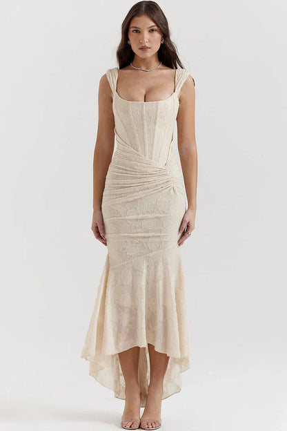 ARIELLE – Vestido sirena de encaje elegante con opciones sin tirantes y hombros descubiertos