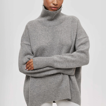 DAMIA - Suéter de cuello alto cómodo y chic en color camel para mujeres
