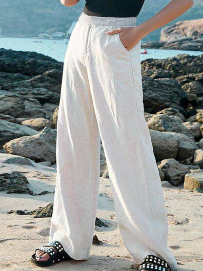 Marina – Pantalón ancho de lino para la playa