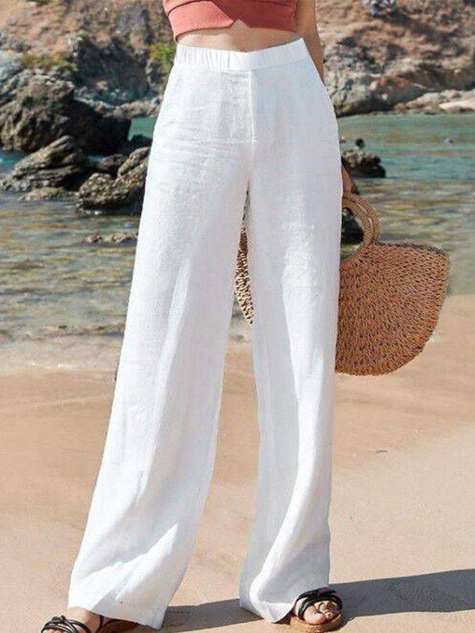Marina – Pantalón ancho de lino para la playa