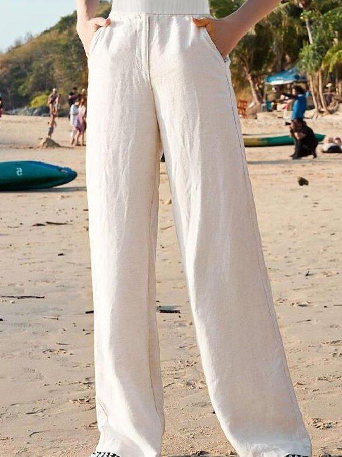 Marina – Pantalón ancho de lino para la playa