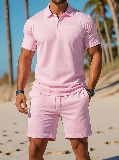 EADRIC – Conjunto de verano para hombre con polo y pantalón corto a juego