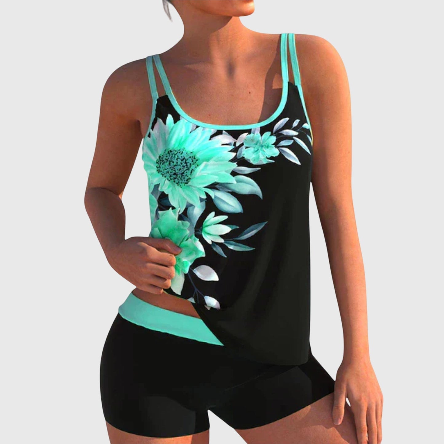 Riley – Tankini de dos piezas con estampado colorido para mujer