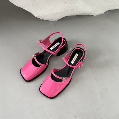 Claran - Sandalias Mary Jane con Tacón Grueso de Hebillas para Mujer