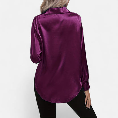 Dorevelle – Camisa satén para mujer con cuello clásico