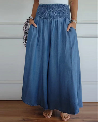 Pantalón fluido de talle alto con cintura elástica – MIRA