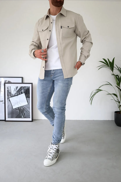 IVAR - Sobrecamisa con botones y bolsillos delanteros para hombre