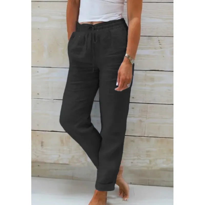 Aurea – Pantalones de mujer con corte relajado y cordón ajustable