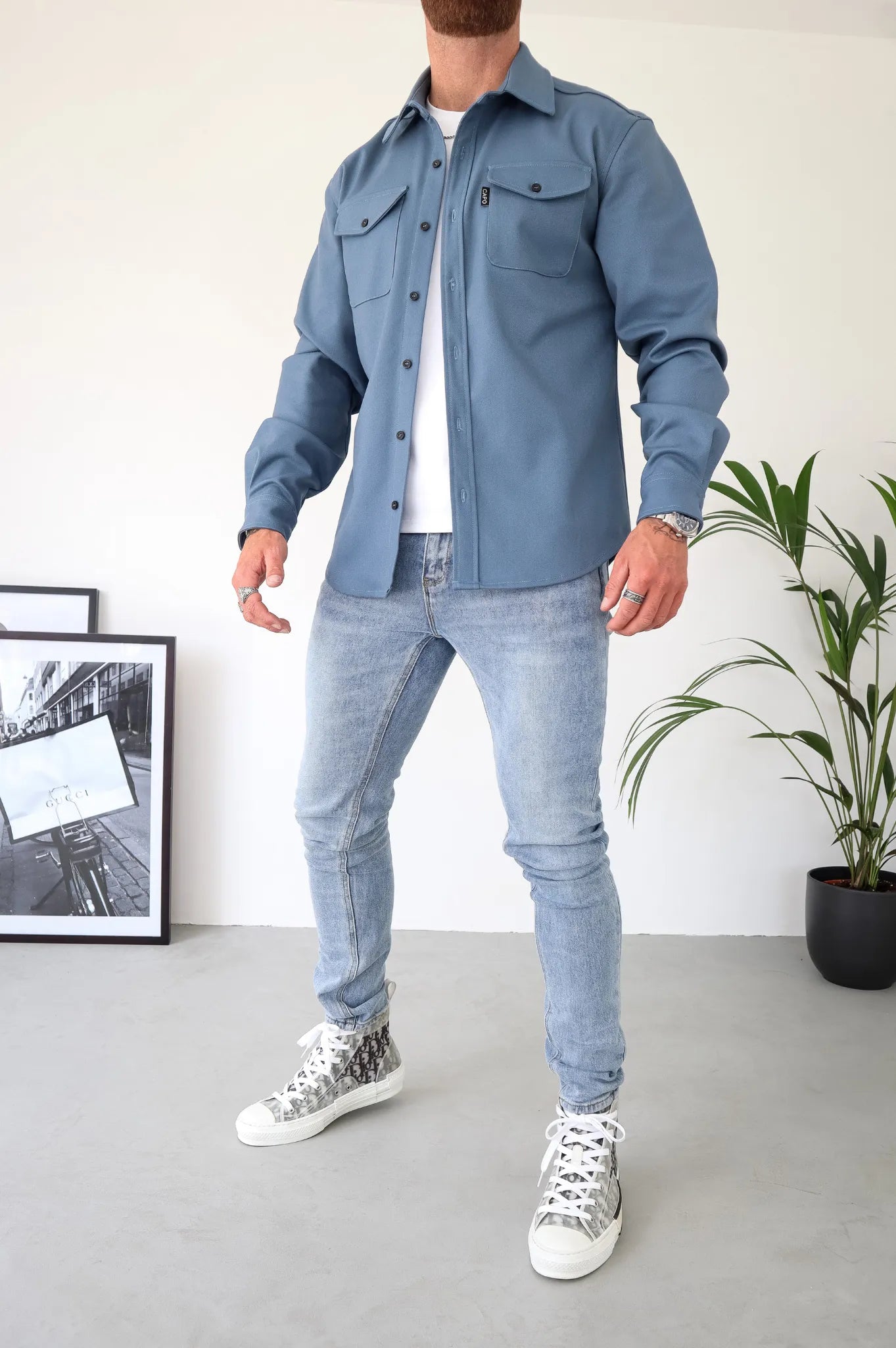 IVAR - Sobrecamisa con botones y bolsillos delanteros para hombre
