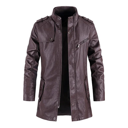 ENRIQUE - Chaqueta de cuero con cremallera para hombre