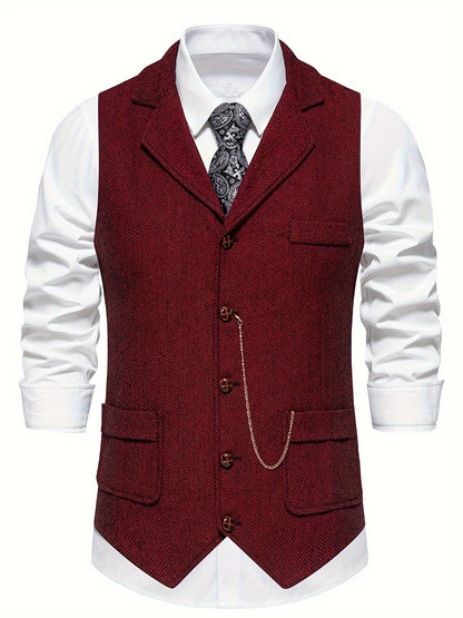 Chaleco de hombre con diseño de espiga para looks elegantes – AURELIO