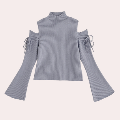 Jersey de punto canalé con diseño de hombros descubiertos – ZAYRA