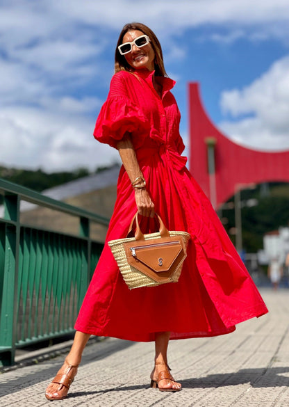 FELINE – Vestido rojo elegante para mujer con diseño llamativo