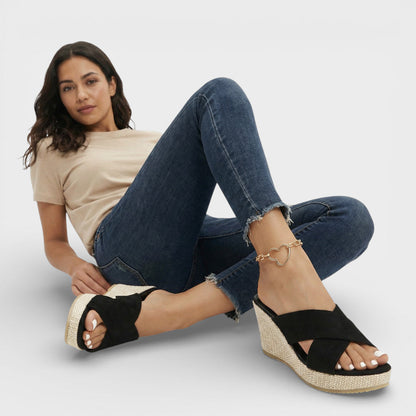 SARA – Sandalias de cuña con plataforma y tiras para mujer