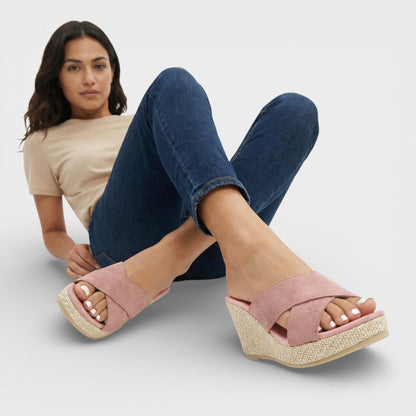 SARA – Sandalias de cuña con plataforma y tiras para mujer