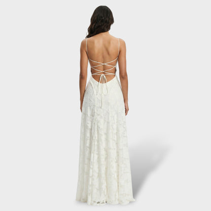 LUCÍA – Vestido largo de fiesta con estampado floral y espalda abierta