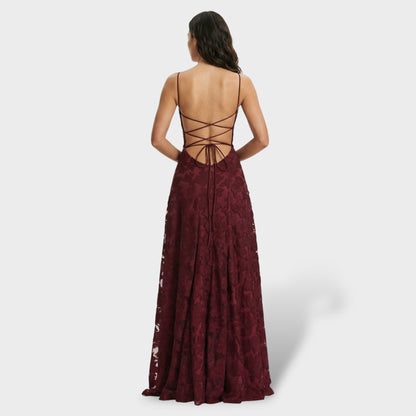 LUCÍA – Vestido largo de fiesta con estampado floral y espalda abierta