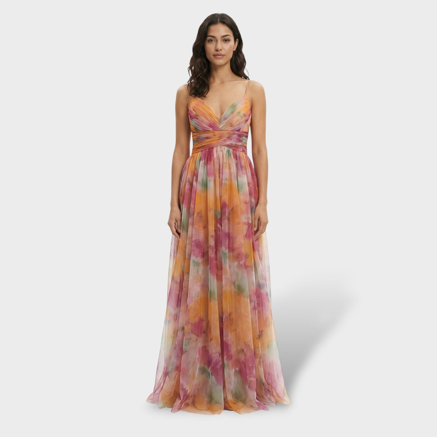 ISABEL – Vestido largo floral de fiesta con tirantes