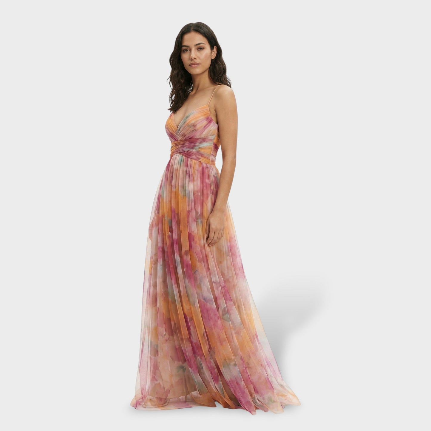 ISABEL – Vestido largo floral de fiesta con tirantes