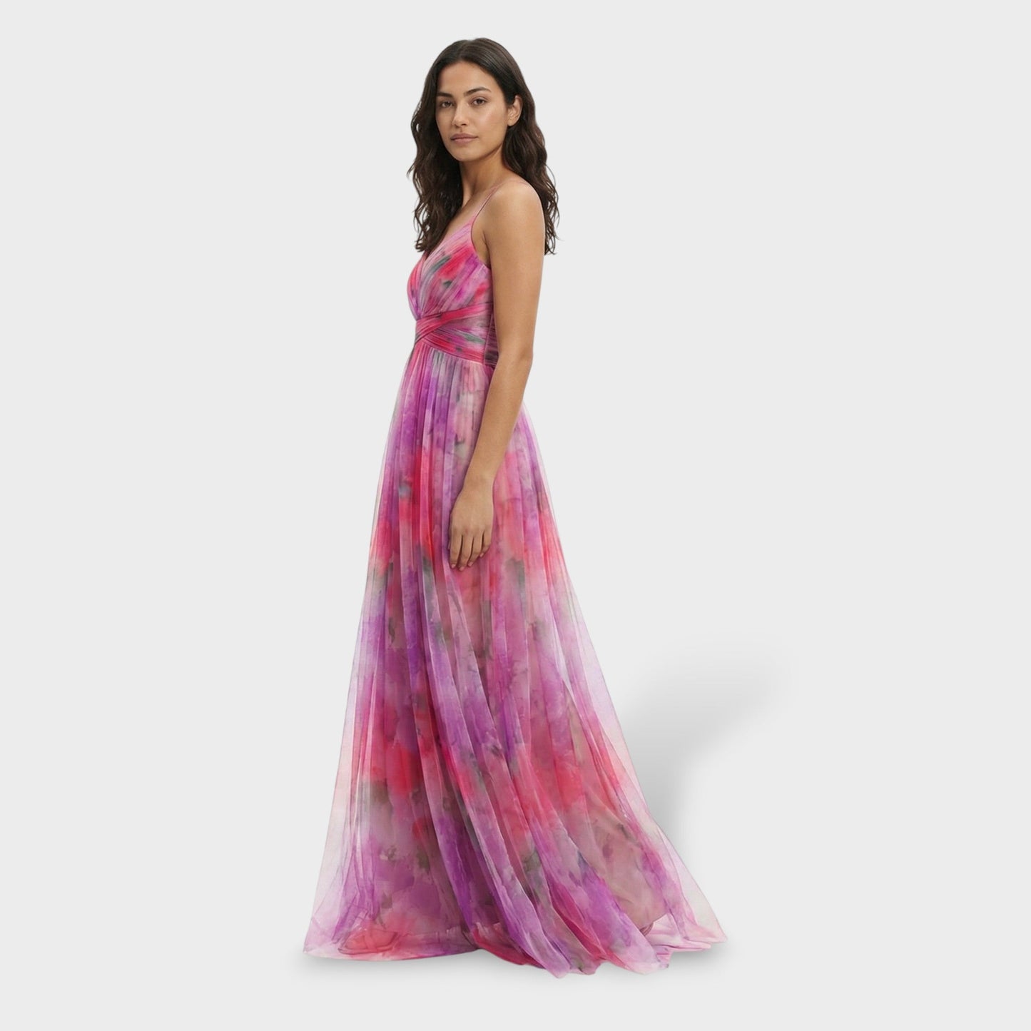 ISABEL – Vestido largo floral de fiesta con tirantes