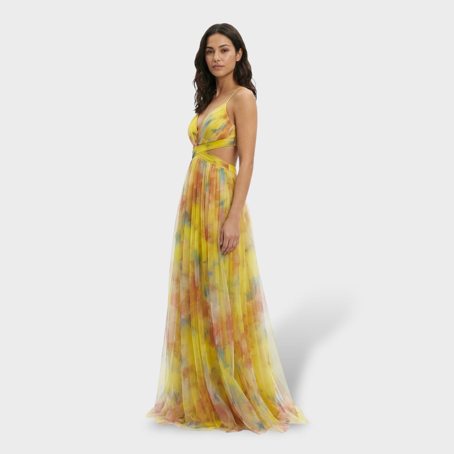 ISABEL – Vestido largo floral de fiesta con tirantes
