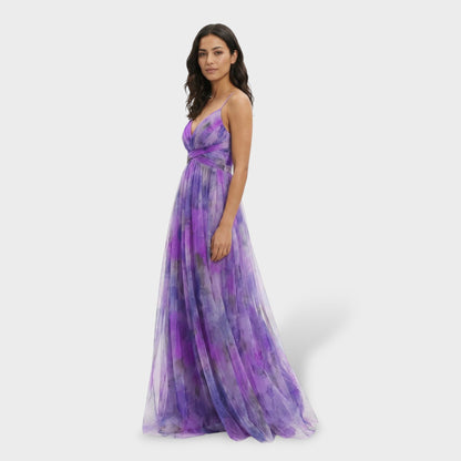ISABEL – Vestido largo floral de fiesta con tirantes