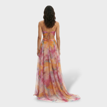 ISABEL – Vestido largo floral de fiesta con tirantes