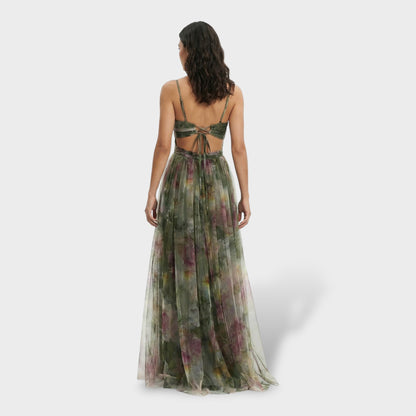 ISABEL – Vestido largo floral de fiesta con tirantes
